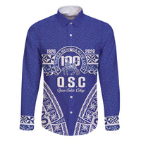 Personalised Queen Salote College Family Matching Tank Maxi Dress and Hawaiian Shirt Kolisi Fefine 100th Anniversary Kupesi Blue LT14 Dad's Shirt - Long Sleeve Blue - Polynesian Pride