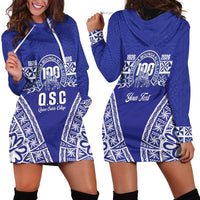 Personalised Queen Salote College Hoodie Dress Kolisi Fefine 100th Anniversary Kupesi Blue LT14 - Polynesian Pride