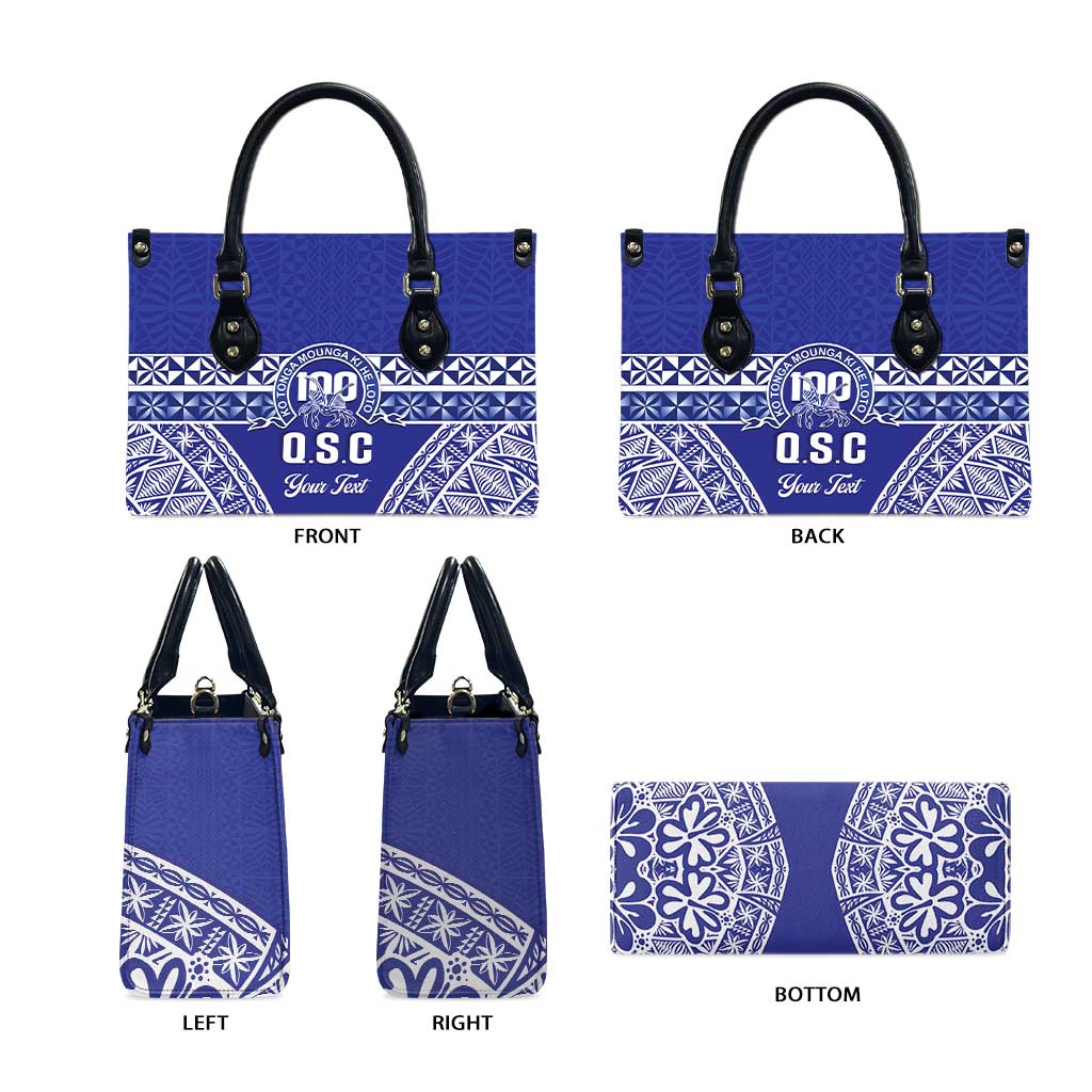 Personalised Queen Salote College Leather Bag Kolisi Fefine 100th Anniversary Kupesi Blue - Polynesian Pride