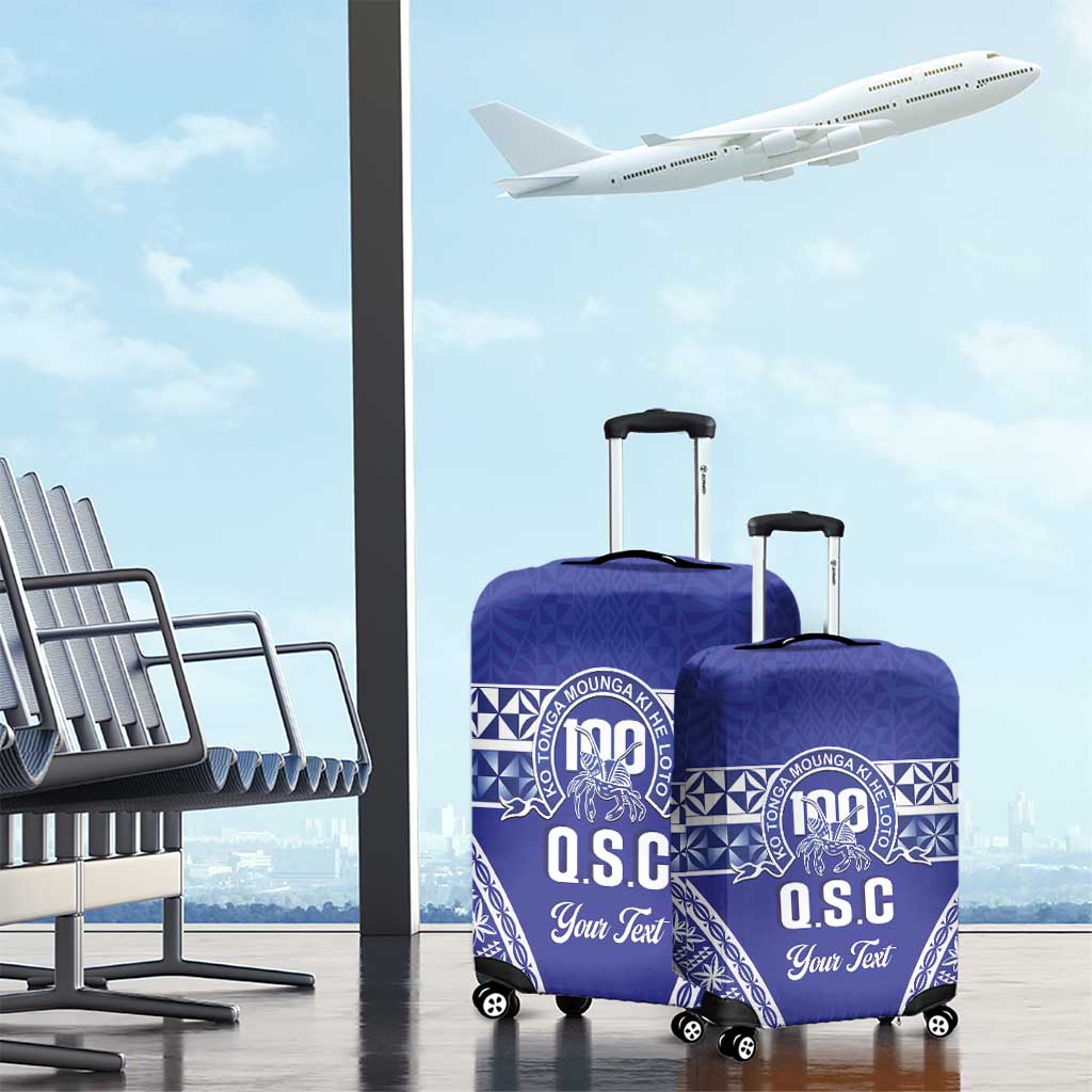 Personalised Queen Salote College Luggage Cover Kolisi Fefine 100th Anniversary Kupesi Blue - Polynesian Pride