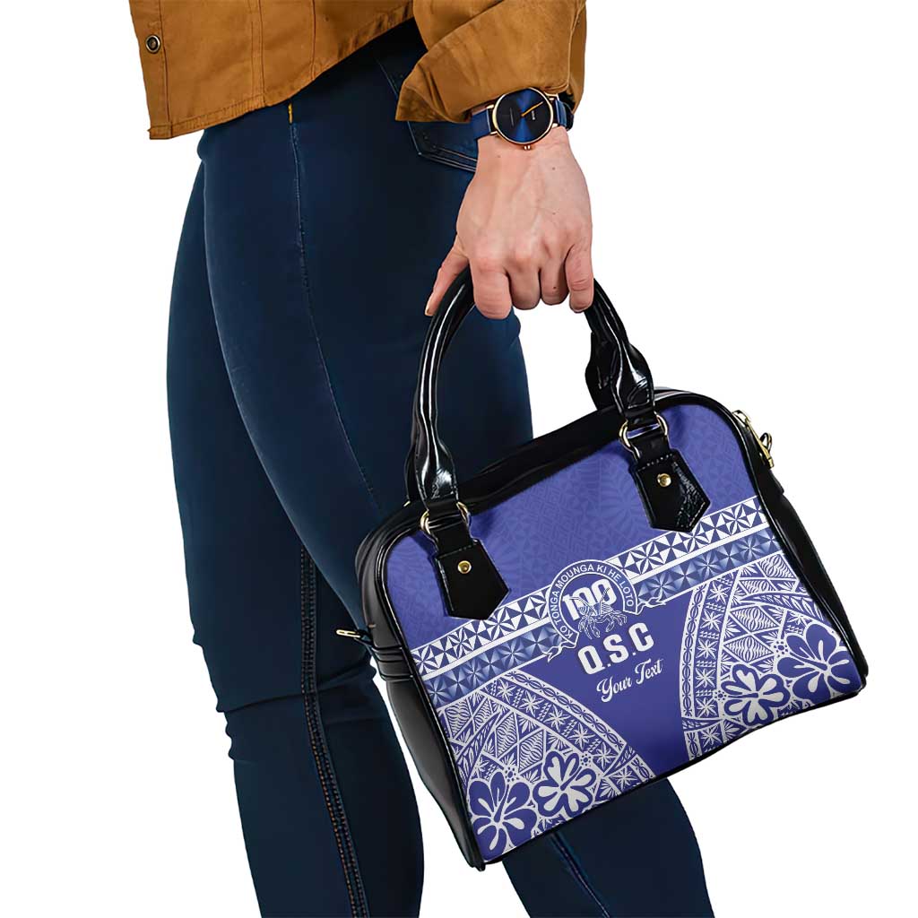 Personalised Queen Salote College Shoulder Handbag Kolisi Fefine 100th Anniversary Kupesi Blue - Polynesian Pride