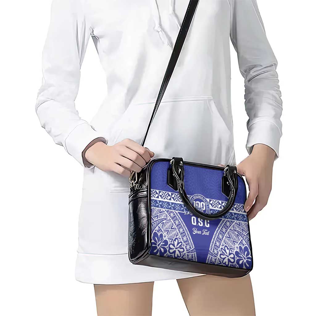 Personalised Queen Salote College Shoulder Handbag Kolisi Fefine 100th Anniversary Kupesi Blue - Polynesian Pride