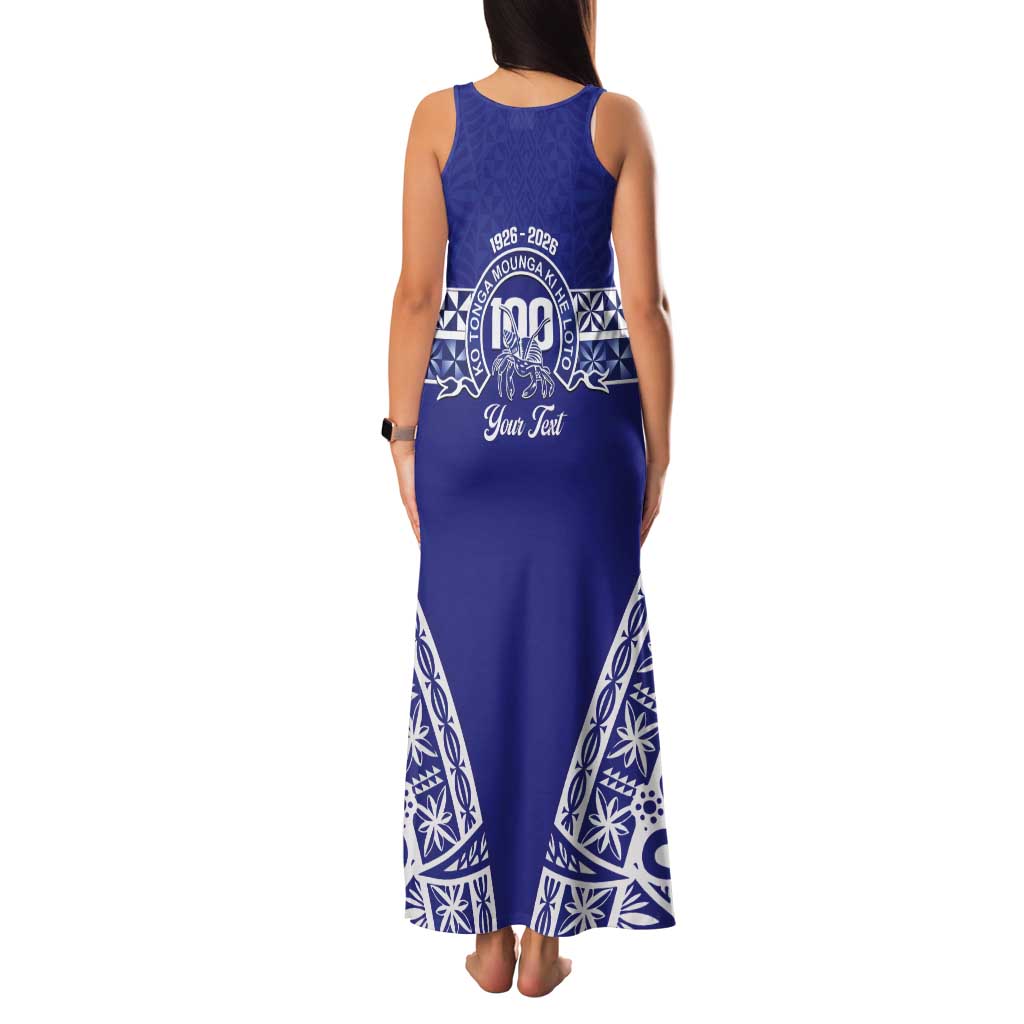 Personalised Queen Salote College Tank Maxi Dress Kolisi Fefine 100th Anniversary Kupesi Blue - Polynesian Pride