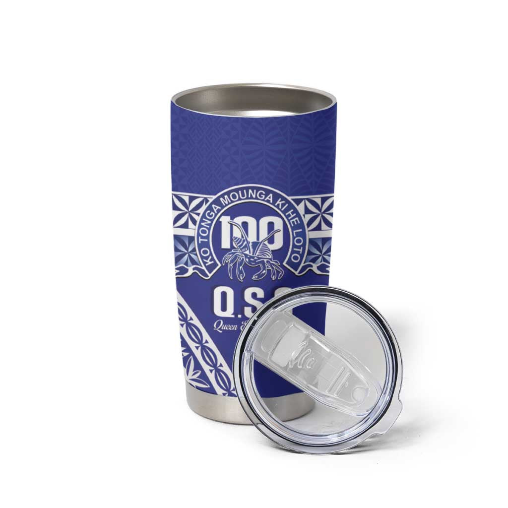Personalised Queen Salote College Tumbler Cup Kolisi Fefine 100th Anniversary Kupesi Blue - Polynesian Pride