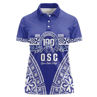 Personalised Queen Salote College Women Polo Shirt Kolisi Fefine 100th Anniversary Kupesi Blue LT14 Female Blue - Polynesian Pride