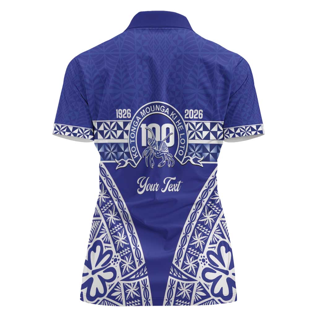 Personalised Queen Salote College Women Polo Shirt Kolisi Fefine 100th Anniversary Kupesi Blue LT14 - Polynesian Pride