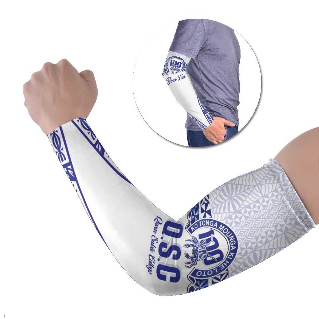 Personalised Queen Salote College Arm Sleeves Kolisi Fefine 100th Anniversary Kupesi White - Polynesian Pride
