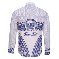 Personalised Queen Salote College Family Matching Long Sleeve Bodycon Dress and Hawaiian Shirt Kolisi Fefine 100th Anniversary Kupesi White LT14 - Polynesian Pride