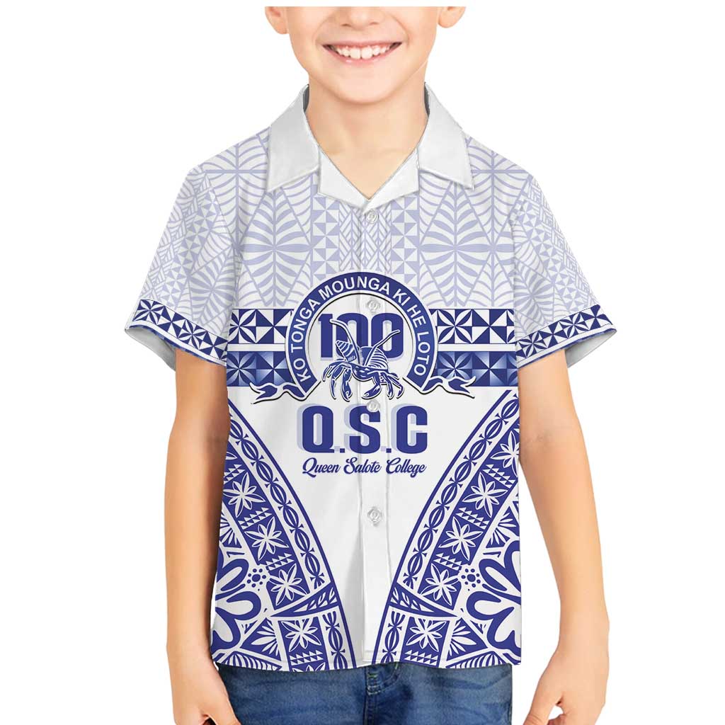 Personalised Queen Salote College Family Matching Mermaid Dress and Hawaiian Shirt Kolisi Fefine 100th Anniversary Kupesi White LT14 Son's Shirt White - Polynesian Pride