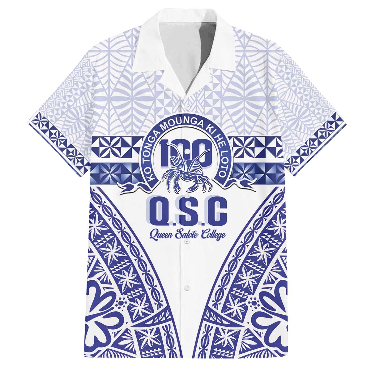 Personalised Queen Salote College Family Matching Off The Shoulder Long Sleeve Dress and Hawaiian Shirt Kolisi Fefine 100th Anniversary Kupesi White LT14 Dad's Shirt - Short Sleeve White - Polynesian Pride
