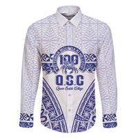Personalised Queen Salote College Family Matching Off The Shoulder Long Sleeve Dress and Hawaiian Shirt Kolisi Fefine 100th Anniversary Kupesi White LT14 Dad's Shirt - Long Sleeve White - Polynesian Pride