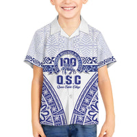 Personalised Queen Salote College Family Matching Off The Shoulder Long Sleeve Dress and Hawaiian Shirt Kolisi Fefine 100th Anniversary Kupesi White LT14 Son's Shirt White - Polynesian Pride