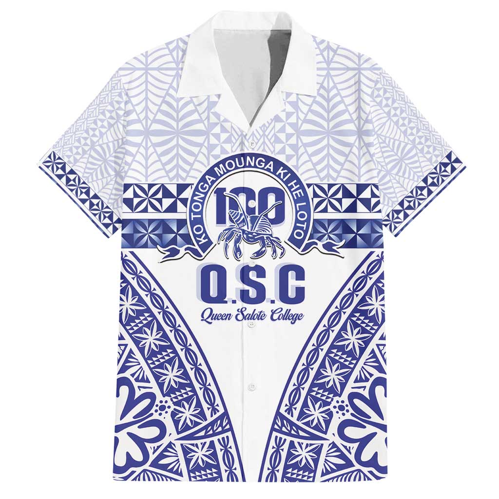 Personalised Queen Salote College Family Matching Off Shoulder Short Dress and Hawaiian Shirt Kolisi Fefine 100th Anniversary Kupesi White LT14 Dad's Shirt - Short Sleeve White - Polynesian Pride