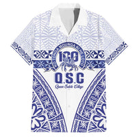 Personalised Queen Salote College Family Matching Off Shoulder Short Dress and Hawaiian Shirt Kolisi Fefine 100th Anniversary Kupesi White LT14 Dad's Shirt - Short Sleeve White - Polynesian Pride