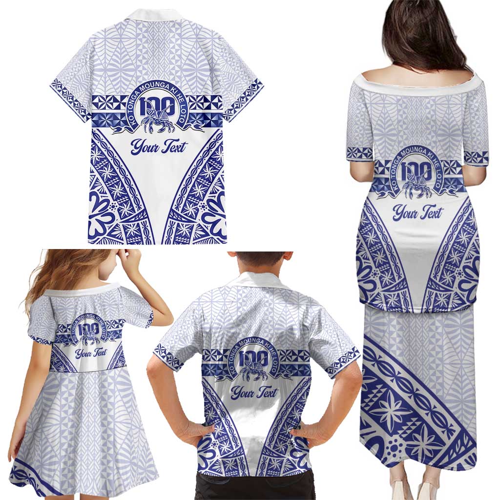 Personalised Queen Salote College Family Matching Puletasi and Hawaiian Shirt Kolisi Fefine 100th Anniversary Kupesi White LT14 - Polynesian Pride