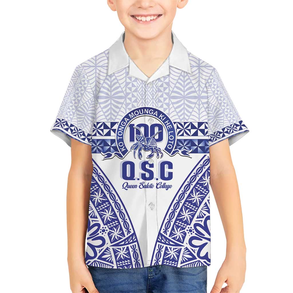 Personalised Queen Salote College Family Matching Puletasi and Hawaiian Shirt Kolisi Fefine 100th Anniversary Kupesi White LT14 Son's Shirt White - Polynesian Pride