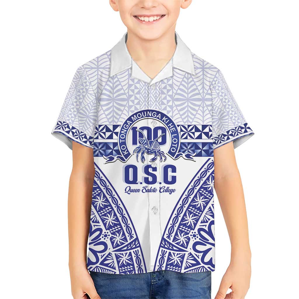Personalised Queen Salote College Family Matching Short Sleeve Bodycon Dress and Hawaiian Shirt Kolisi Fefine 100th Anniversary Kupesi White LT14 Son's Shirt White - Polynesian Pride
