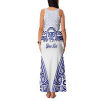 Personalised Queen Salote College Family Matching Tank Maxi Dress and Hawaiian Shirt Kolisi Fefine 100th Anniversary Kupesi White LT14 - Polynesian Pride