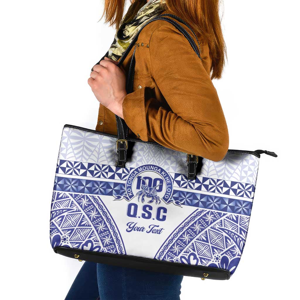 Personalised Queen Salote College Leather Tote Bag Kolisi Fefine 100th Anniversary Kupesi White - Polynesian Pride