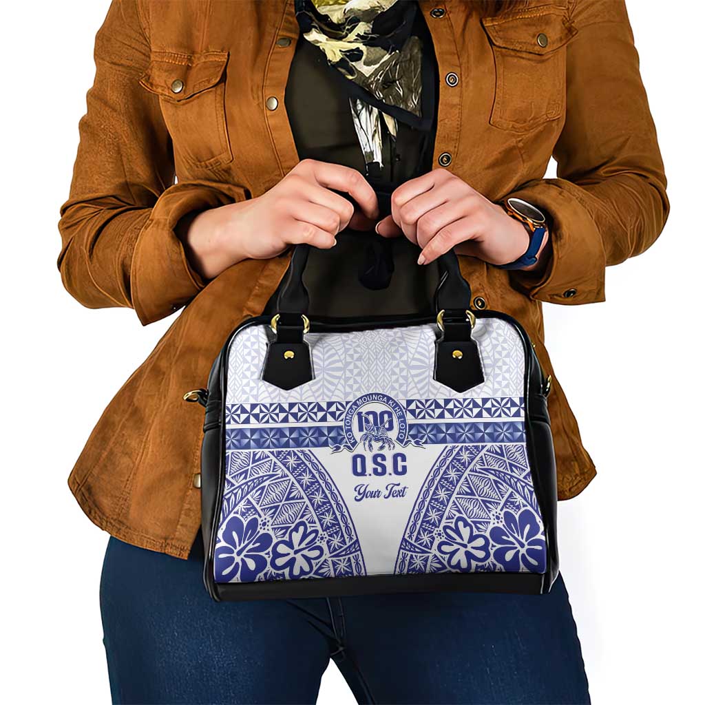 Personalised Queen Salote College Shoulder Handbag Kolisi Fefine 100th Anniversary Kupesi White - Polynesian Pride