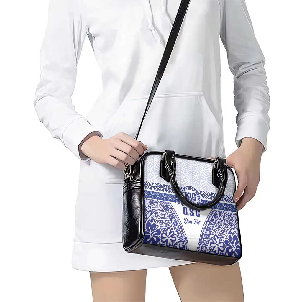 Personalised Queen Salote College Shoulder Handbag Kolisi Fefine 100th Anniversary Kupesi White - Polynesian Pride