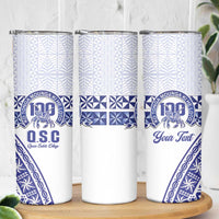 Personalised Queen Salote College Skinny Tumbler Kolisi Fefine 100th Anniversary Kupesi White LT14 - Polynesian Pride