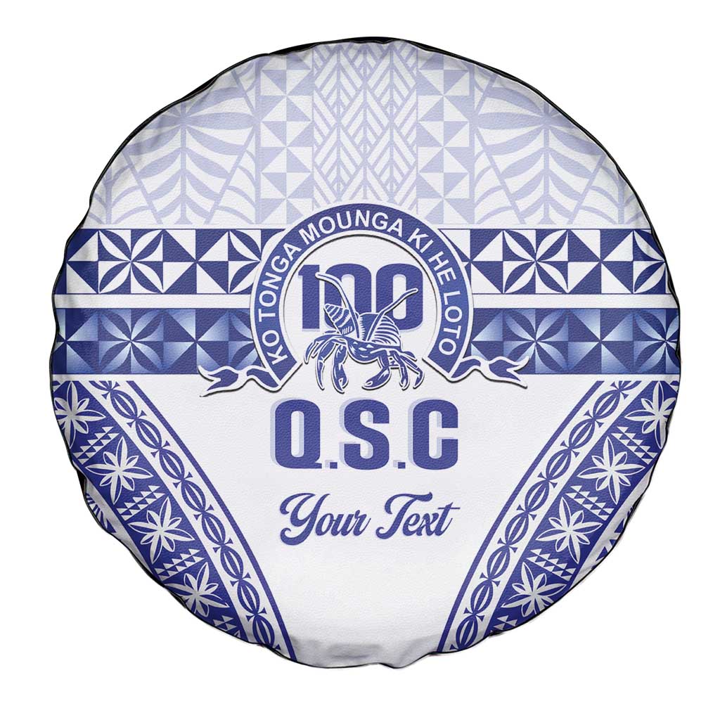 Personalised Queen Salote College Spare Tire Cover Kolisi Fefine 100th Anniversary Kupesi White - Polynesian Pride