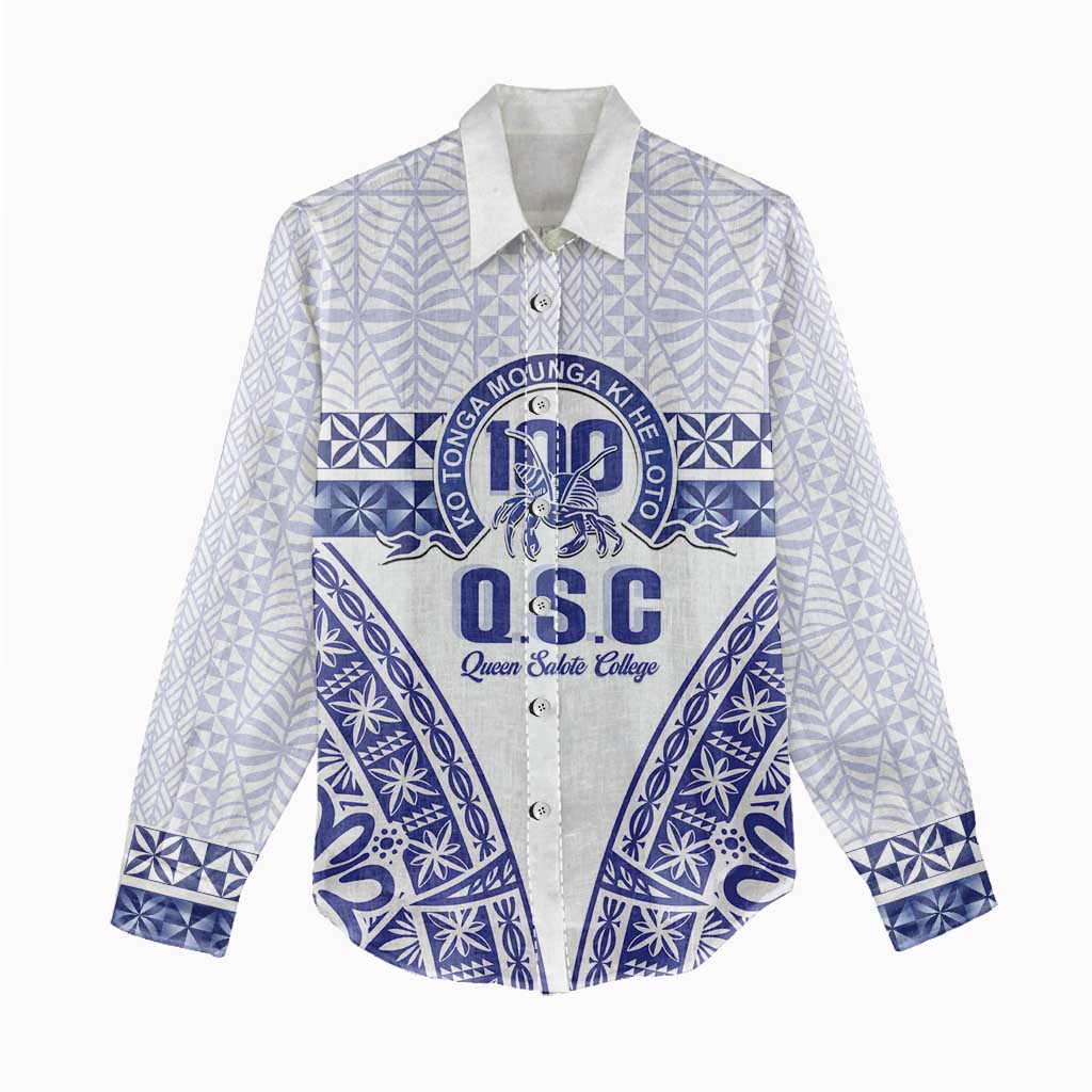 Personalised Queen Salote College Women Casual Shirt Kolisi Fefine 100th Anniversary Kupesi White LT14 - Polynesian Pride