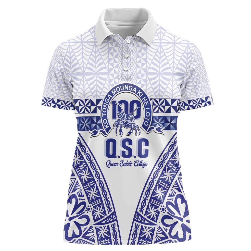 Personalised Queen Salote College Women Polo Shirt Kolisi Fefine 100th Anniversary Kupesi White LT14 Female White - Polynesian Pride