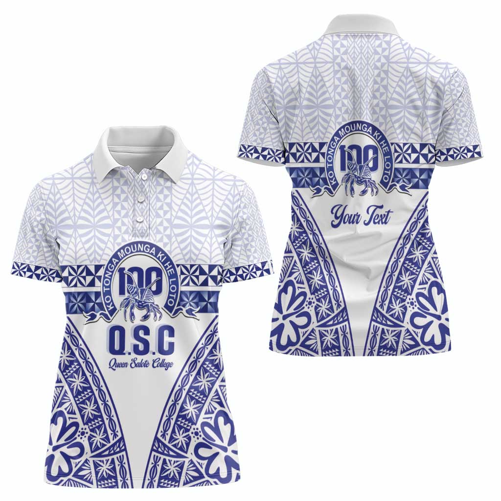 Personalised Queen Salote College Women Polo Shirt Kolisi Fefine 100th Anniversary Kupesi White LT14 - Polynesian Pride