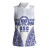 Personalised Queen Salote College Women Sleeveless Polo Shirt Kolisi Fefine 100th Anniversary Kupesi White LT14 Female White - Polynesian Pride