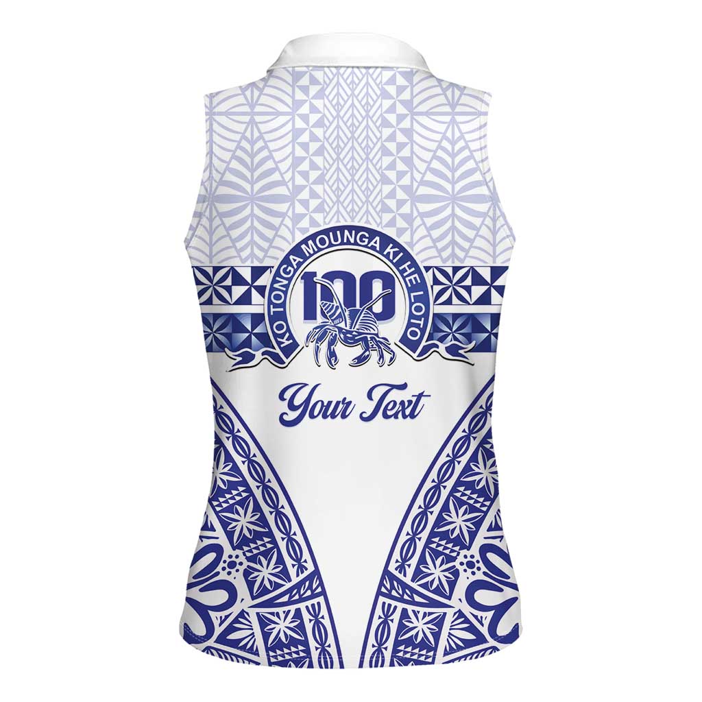 Personalised Queen Salote College Women Sleeveless Polo Shirt Kolisi Fefine 100th Anniversary Kupesi White LT14 - Polynesian Pride