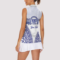 Personalised Queen Salote College Women Sleeveless Polo Shirt Kolisi Fefine 100th Anniversary Kupesi White LT14 - Polynesian Pride