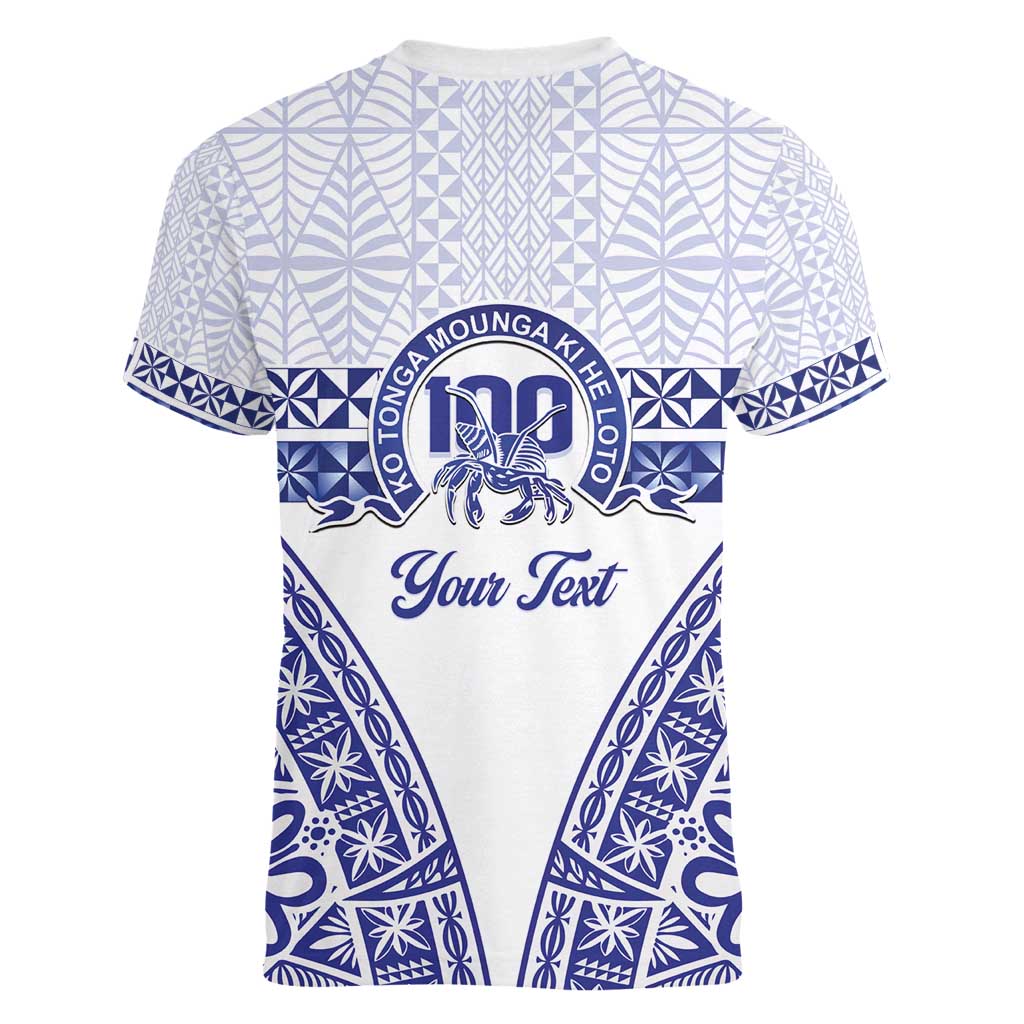 Personalised Queen Salote College Women V-Neck T-Shirt Kolisi Fefine 100th Anniversary Kupesi White LT14 - Polynesian Pride