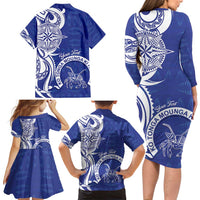 Personalised Queen Salote College Family Matching Long Sleeve Bodycon Dress and Hawaiian Shirt QSC Est 1926 Ngatu Pattern LT14 - Polynesian Pride