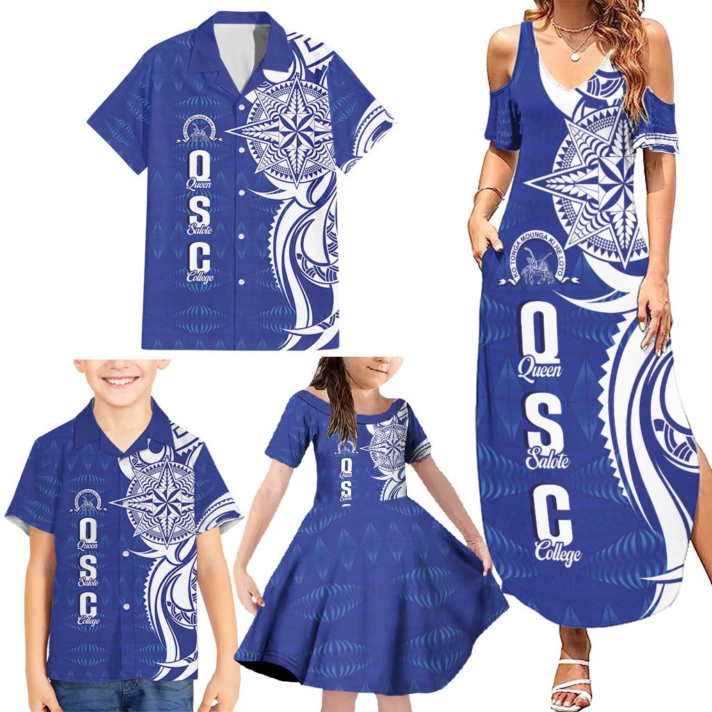 Personalised Queen Salote College Family Matching Summer Maxi Dress and Hawaiian Shirt QSC Est 1926 Ngatu Pattern LT14 - Polynesian Pride