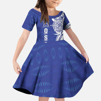 Personalised Queen Salote College Kid Short Sleeve Dress QSC Est 1926 Ngatu Pattern - Polynesian Pride