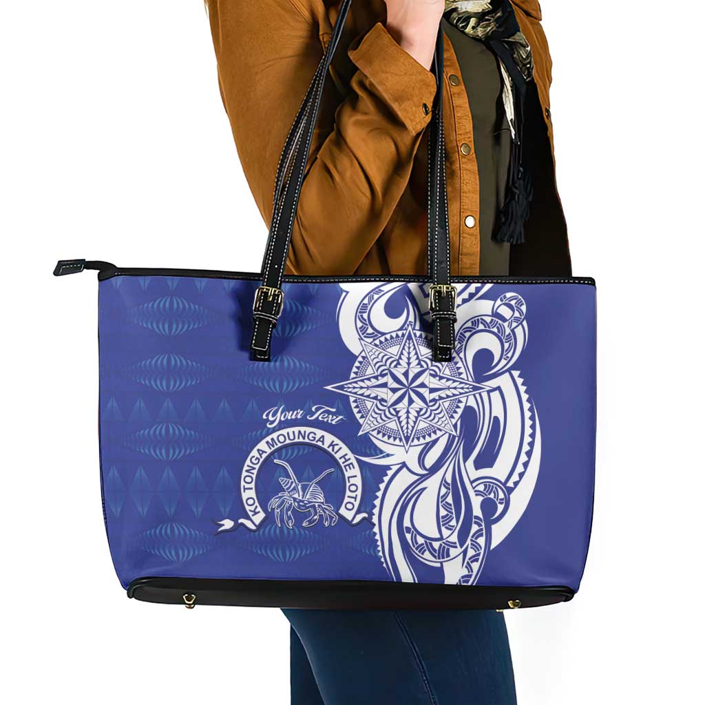Personalised Queen Salote College Leather Tote Bag QSC Est 1926 Ngatu Pattern - Polynesian Pride