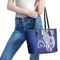 Personalised Queen Salote College Leather Tote Bag QSC Est 1926 Ngatu Pattern - Polynesian Pride