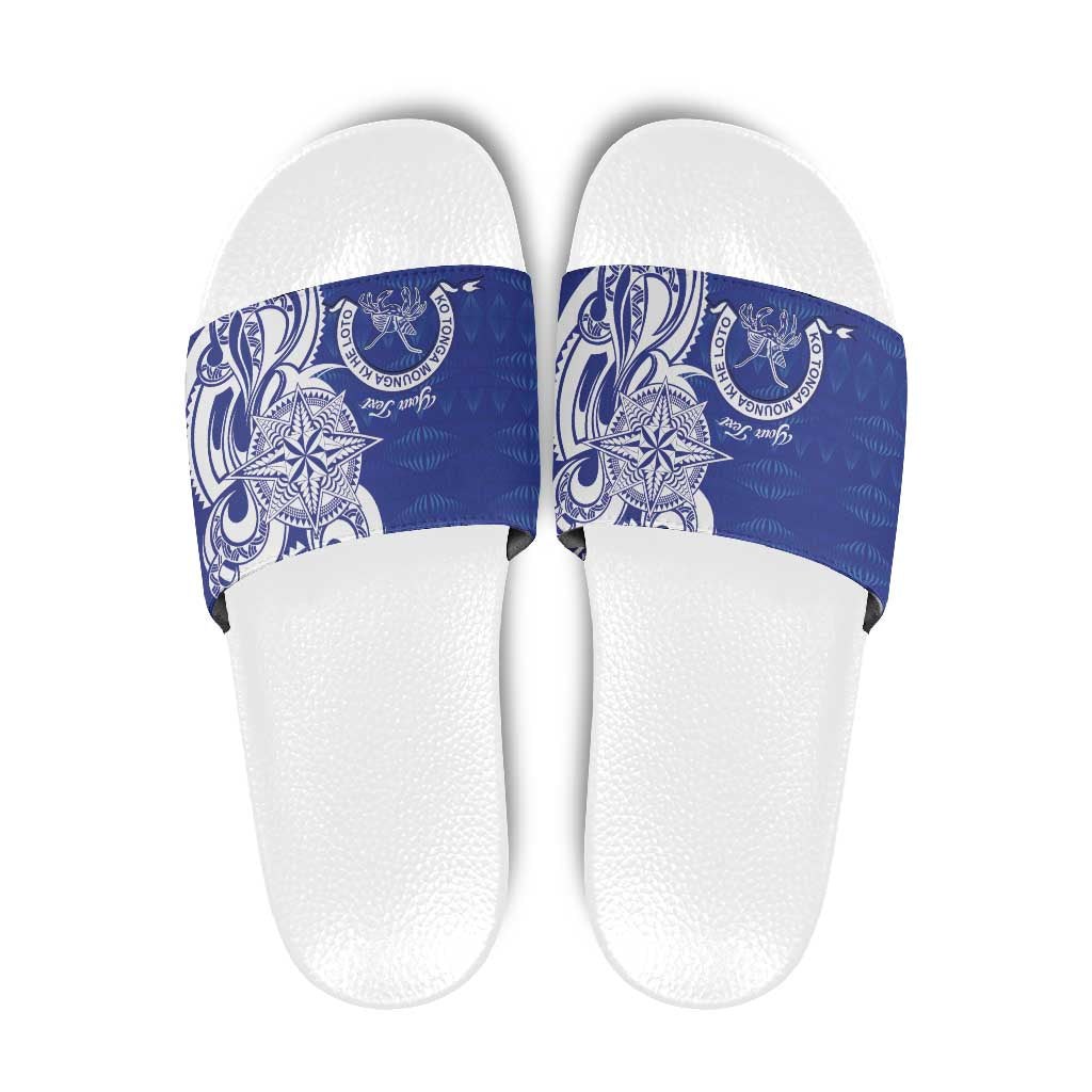 Personalised Queen Salote College Slide Sandals QSC Est 1926 Ngatu Pattern - Polynesian Pride