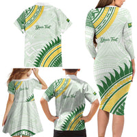 Personalised Samoa Ua Potopoto Family Matching Long Sleeve Bodycon Dress and Hawaiian Shirt SUP Est 2025 Samoan Pattern LT14 - Polynesian Pride