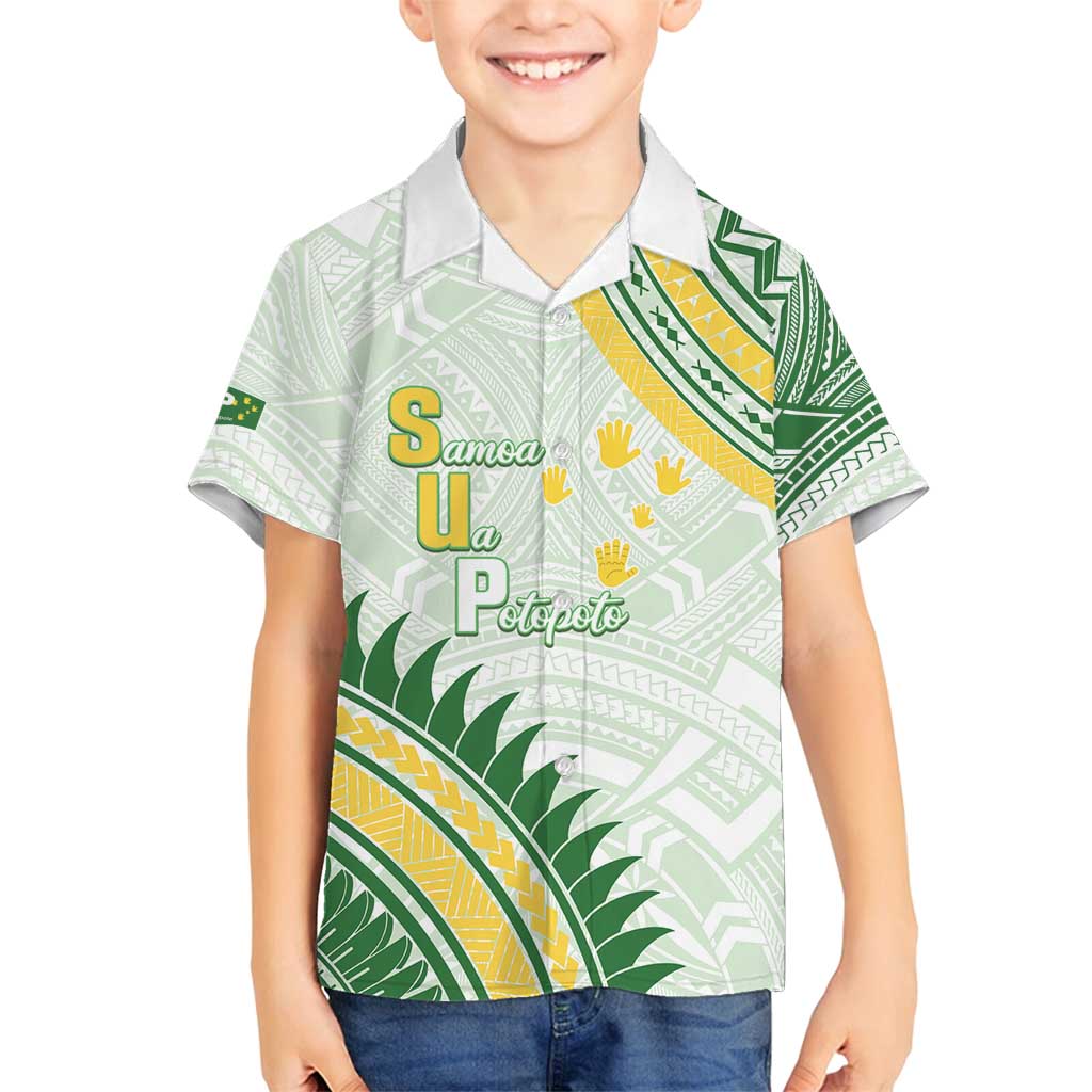 Personalised Samoa Ua Potopoto Family Matching Long Sleeve Bodycon Dress and Hawaiian Shirt SUP Est 2025 Samoan Pattern LT14 Son's Shirt White - Polynesian Pride