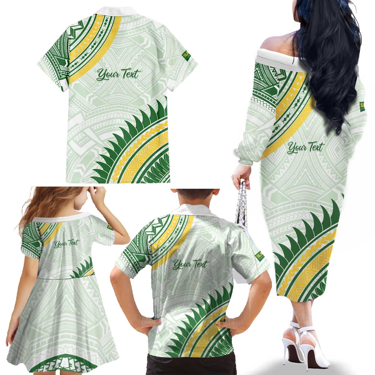 Personalised Samoa Ua Potopoto Family Matching Off The Shoulder Long Sleeve Dress and Hawaiian Shirt SUP Est 2025 Samoan Pattern LT14 - Polynesian Pride