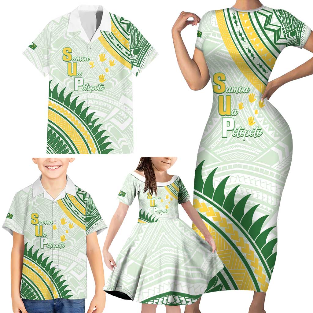 Personalised Samoa Ua Potopoto Family Matching Short Sleeve Bodycon Dress and Hawaiian Shirt SUP Est 2025 Samoan Pattern LT14 - Polynesian Pride