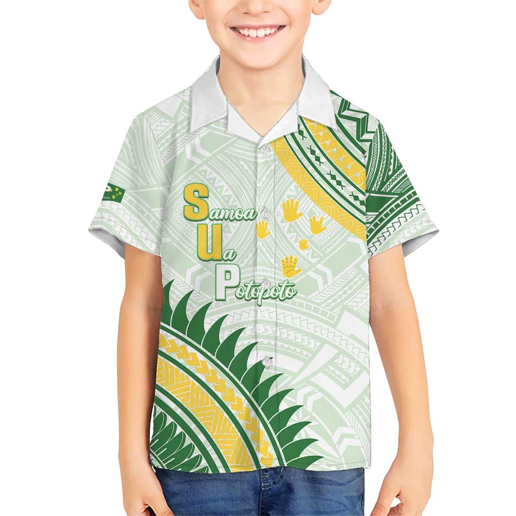 Personalised Samoa Ua Potopoto Family Matching Short Sleeve Bodycon Dress and Hawaiian Shirt SUP Est 2025 Samoan Pattern LT14 Son's Shirt White - Polynesian Pride