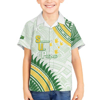 Personalised Samoa Ua Potopoto Family Matching Short Sleeve Bodycon Dress and Hawaiian Shirt SUP Est 2025 Samoan Pattern LT14 Son's Shirt White - Polynesian Pride