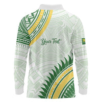 Personalised Samoa Ua Potopoto Long Sleeve Polo Shirt SUP Est 2025 Samoan Pattern - Polynesian Pride