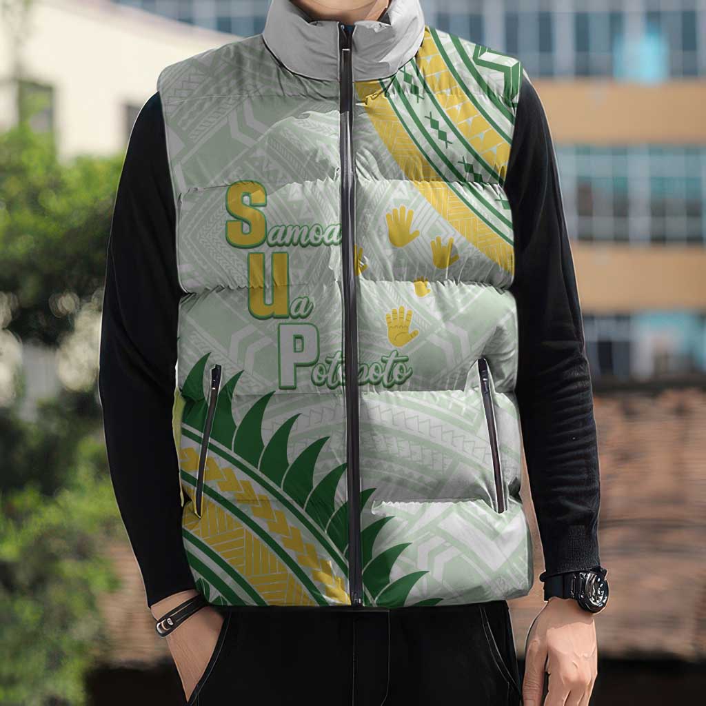 Personalised Samoa Ua Potopoto Sleeveless Puffer Jacket SUP Est 2025 Samoan Pattern - Polynesian Pride