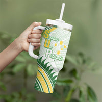 Personalised Samoa Ua Potopoto Tumbler With Handle SUP Est 2025 Samoan Pattern - Polynesian Pride