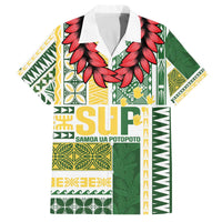 Samoa Uniting Party Family Matching Off The Shoulder Long Sleeve Dress and Hawaiian Shirt SUP Est 2025 Siapo Pattern - Polynesian Pride